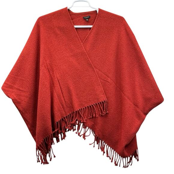 Talbots Poncho Shawl Cardigan Women One Size Wool Fringe Hippie Boho - Picture 1 of 11